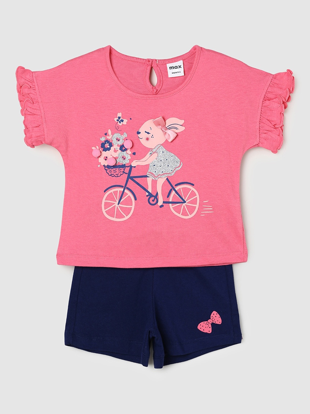 

max Girls Graphic Printed Pure Cotton Night Suit, Pink