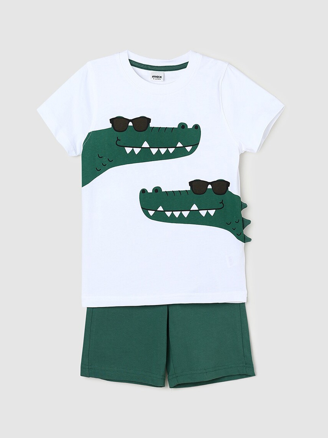 

max Boys Graphic Printed Pure Cotton Night Suit, Green