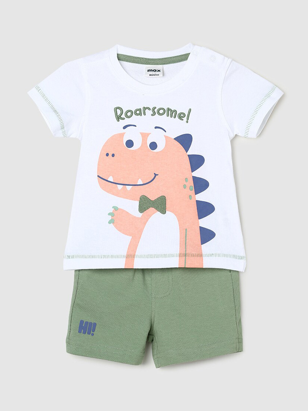 

max Boys Graphic Printed Pure Cotton Night Suit, White