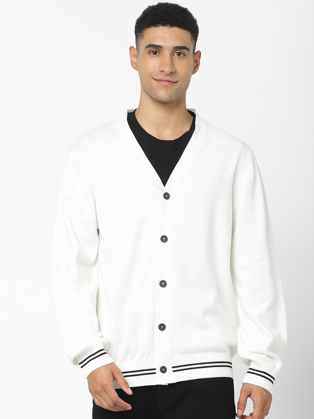 

Celio V-Neck Cotton Cardigan Sweater, White