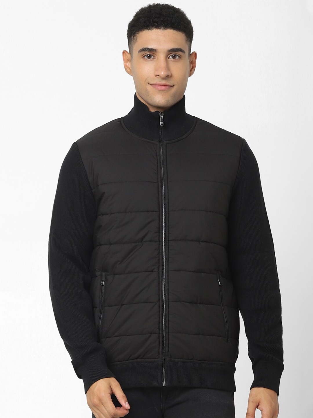 

Celio Mock Collar Cotton Cardigan, Black