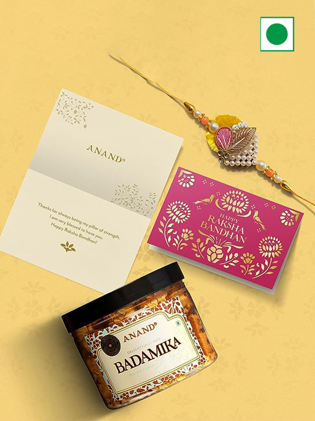 

ANAND Indian Biscotti Rakhi Gift Hamper With Rakhi 225gms, Brown