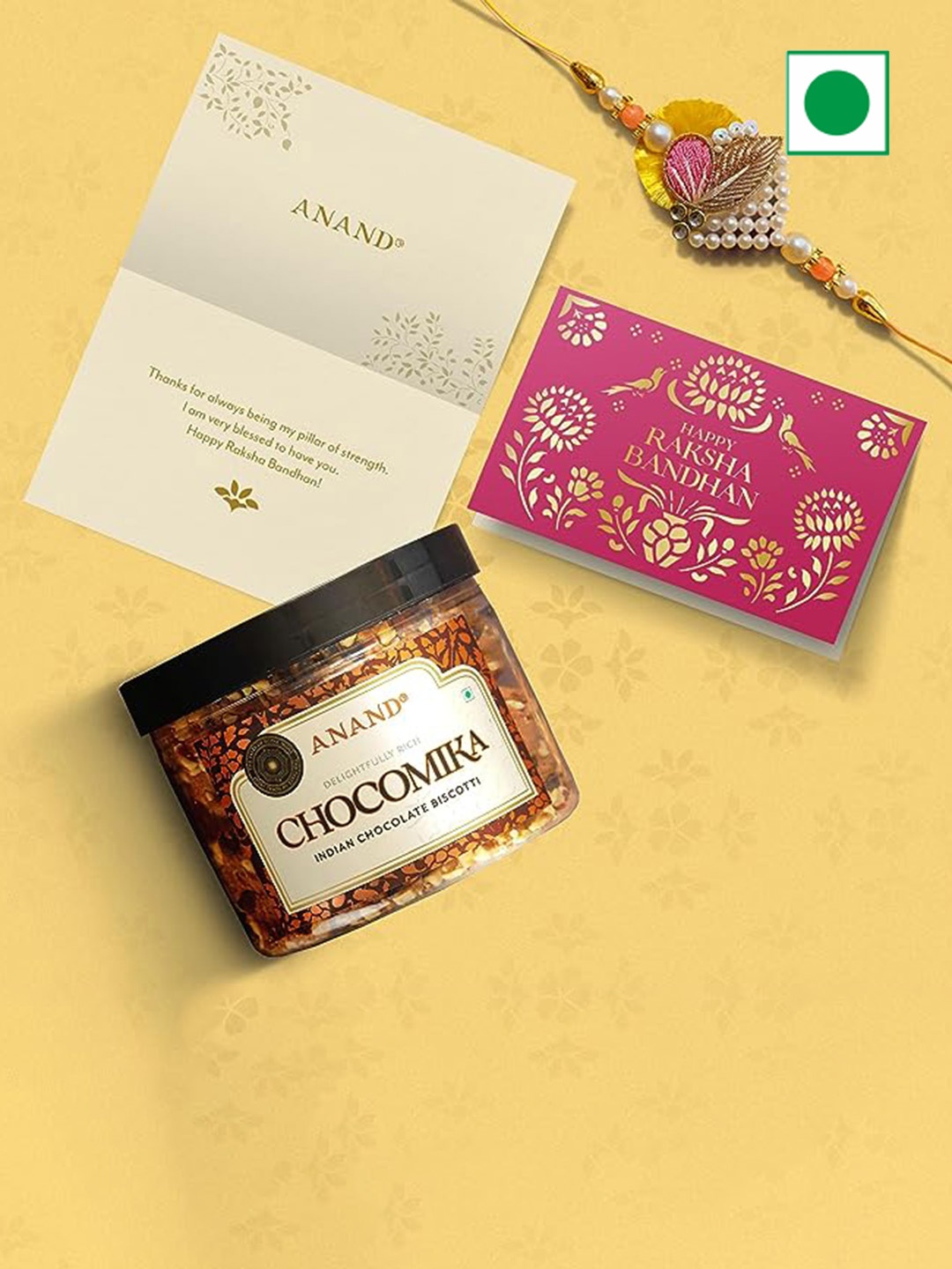 

ANAND Biscotti With 2 Rakhis - 225gms, Yellow