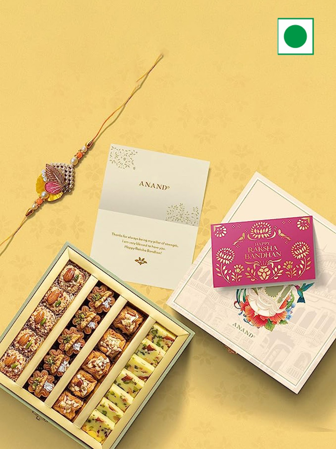 

ANAND Rakhi With Sweets Gift Set 544 gms, Brown
