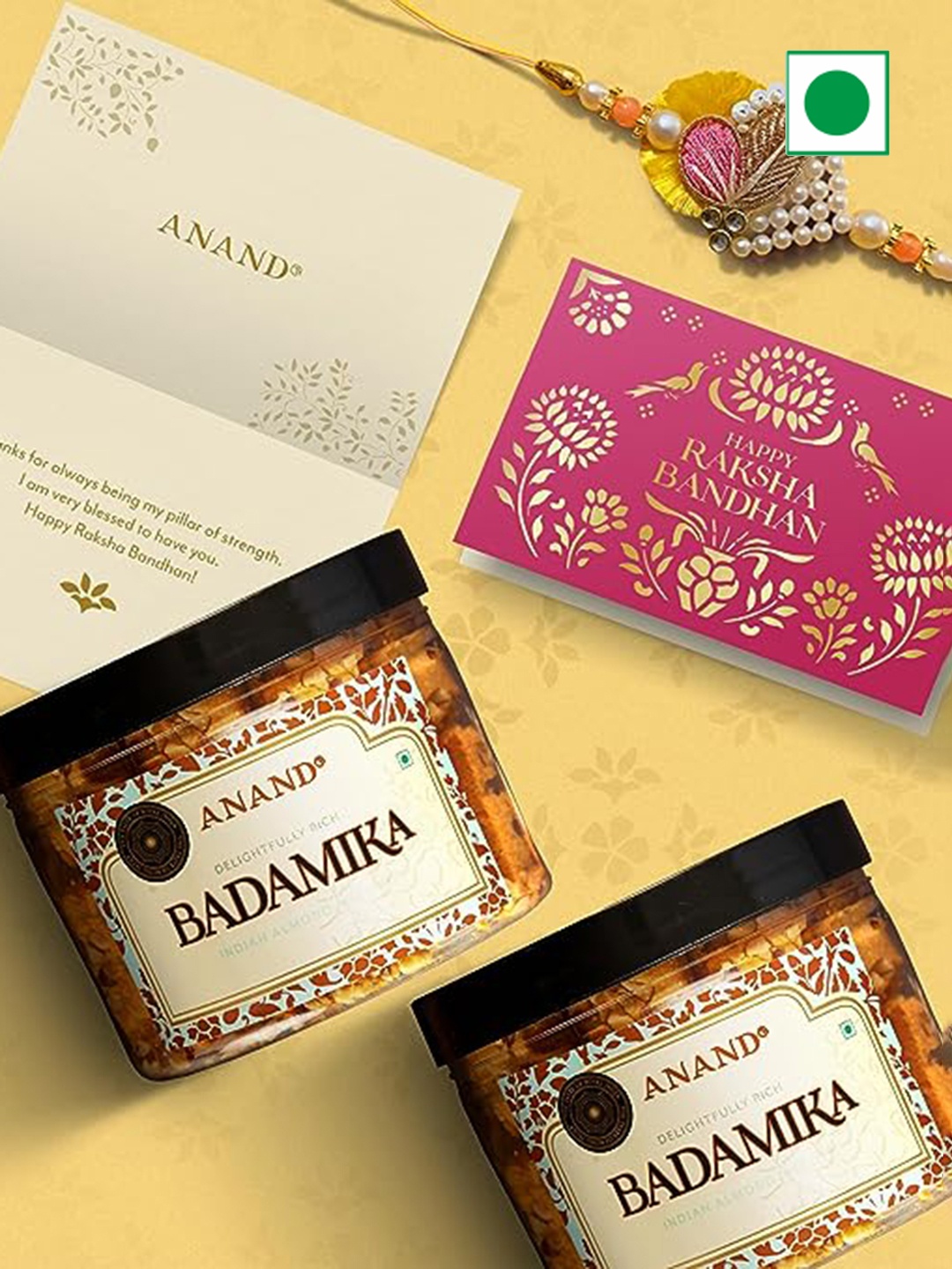 

ANAND Pack of 2 Indian Biscotti And Almond With Rakhi Gift for Brother 225g Each, Brown