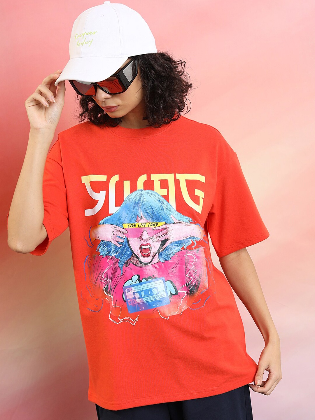 

Tokyo Talkies Graphic Printed Oversized T-shirt, Orange