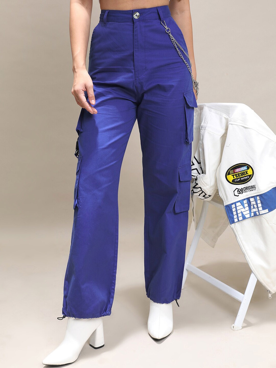 

Tokyo Talkies Women Blue Mid Rise Cargos