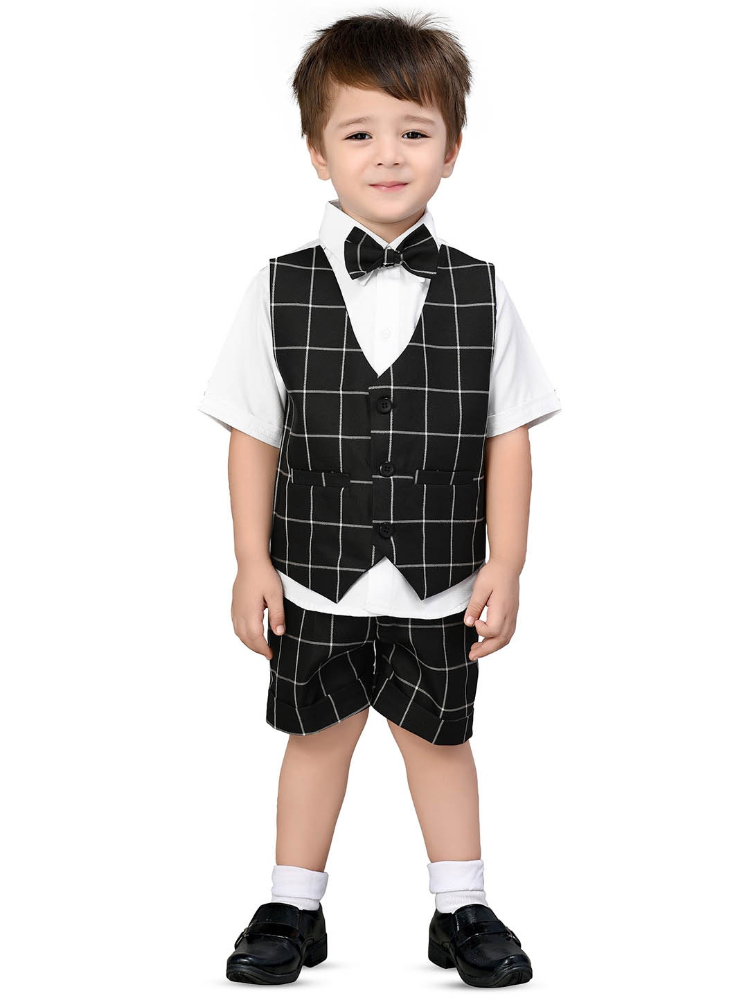 

BAESD Boys Checked Shirt with Shorts, Black