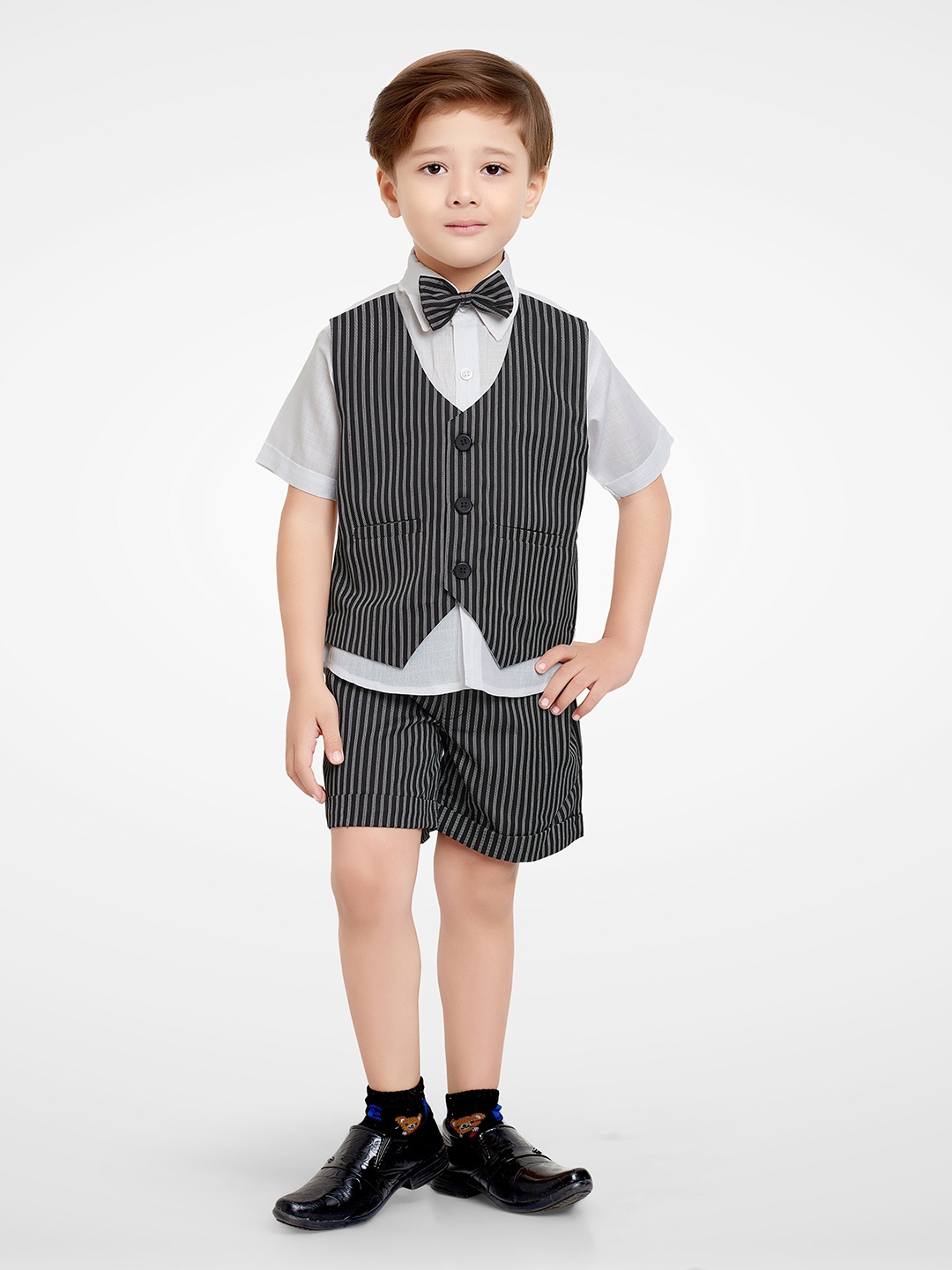 

BAESD Boys Striped Shirt with Shorts, Black