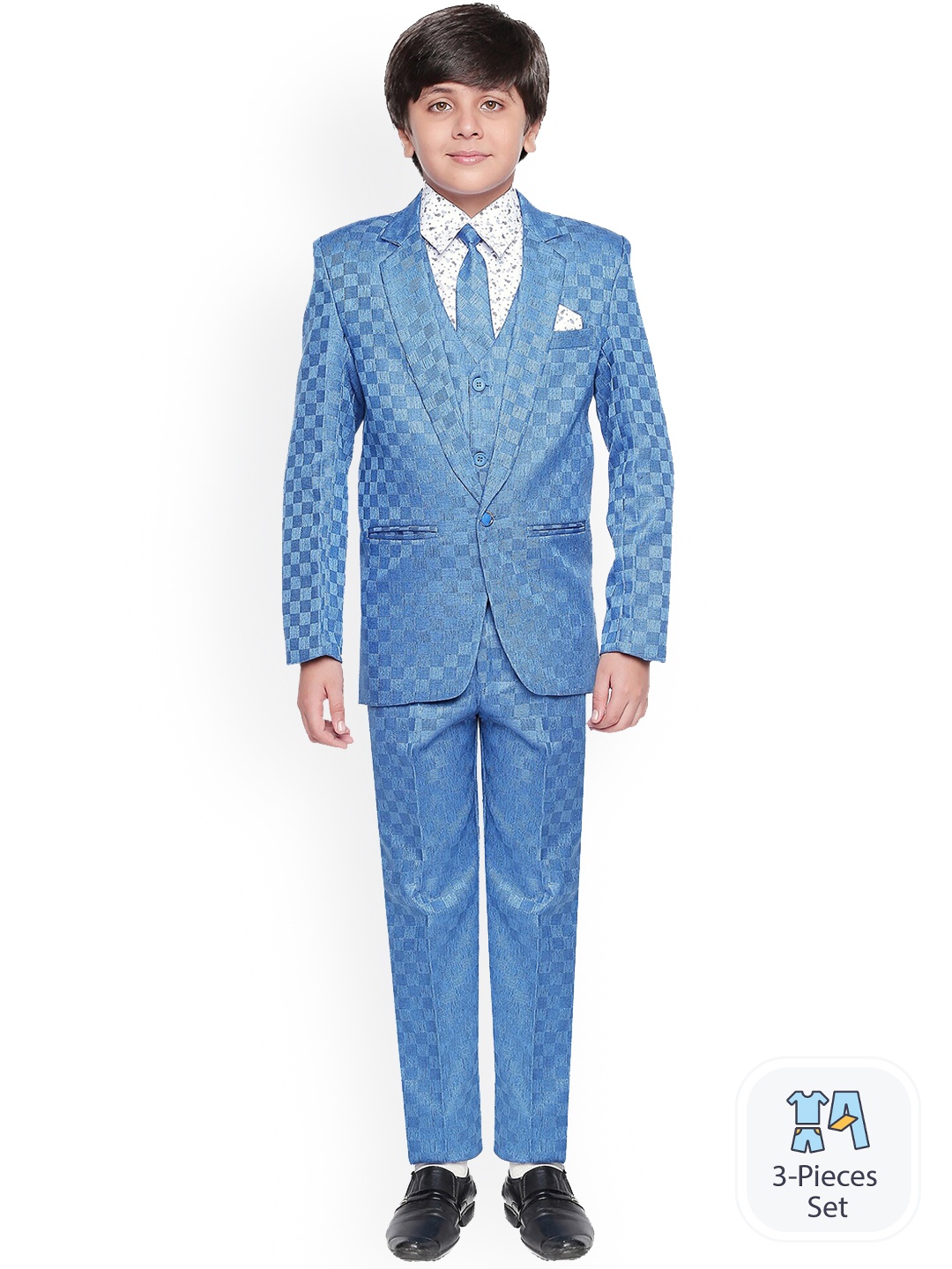 

BAESD Printed Single-Breasted 5-Piece Party Suit, Blue