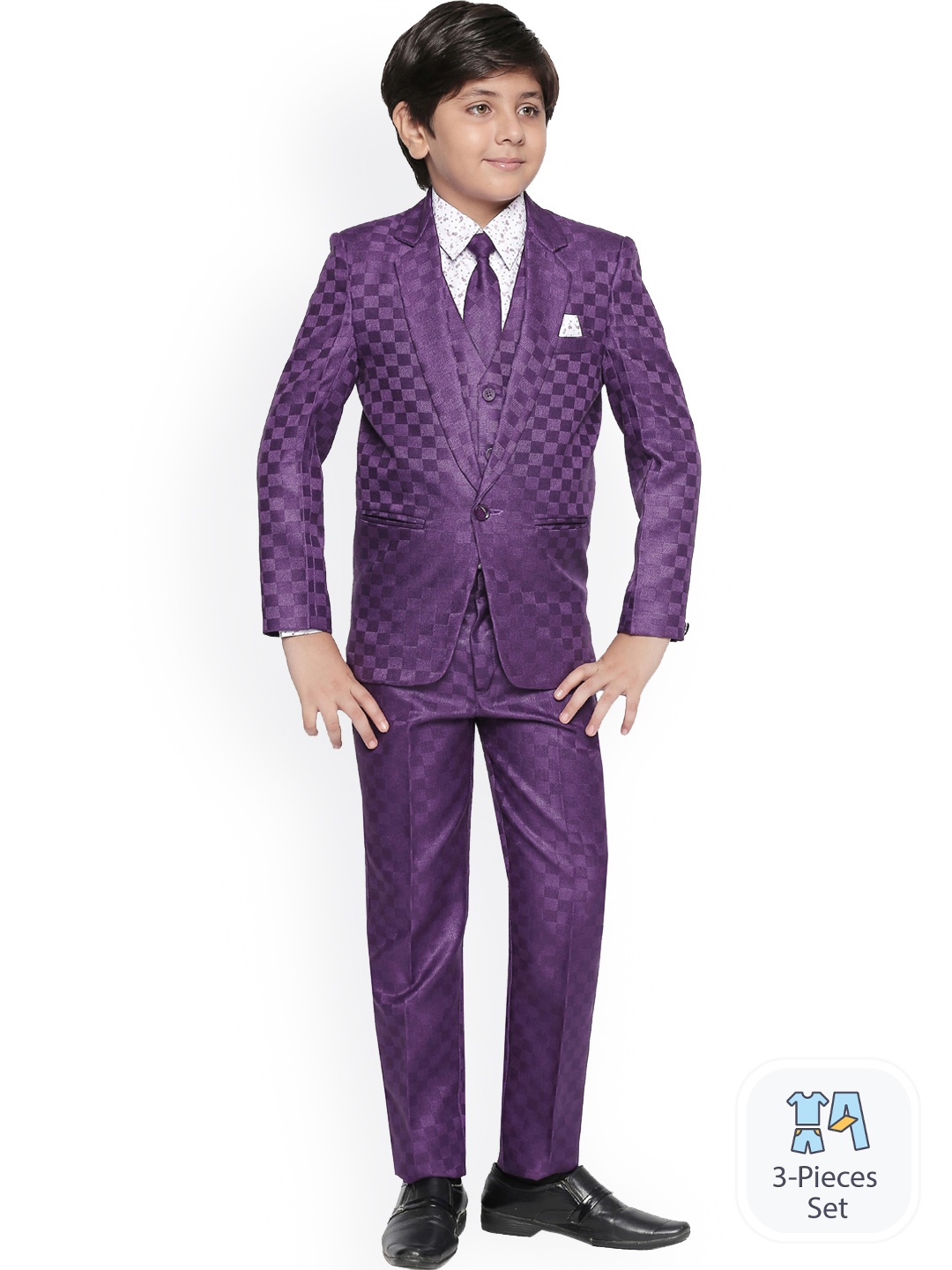 

BAESD Printed Single-Breasted 5-Piece Party Suit, Purple