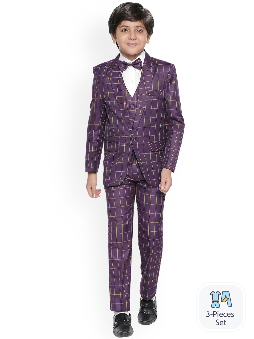 

BAESD Boys Single-Breasted 5-Piece Party Suit, Purple