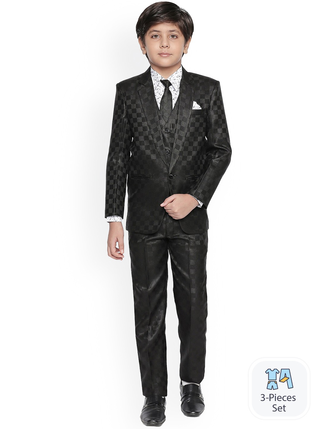 

BAESD Boys Single-Breasted 5-Piece Party Suit, Black