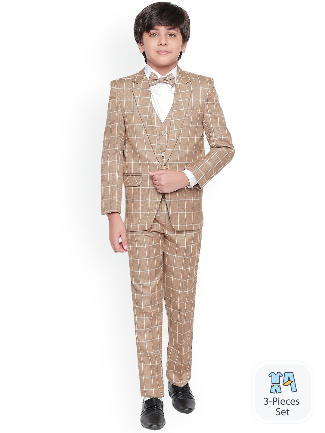 

BAESD Boys Single-Breasted 5-Piece Party Suit, Khaki