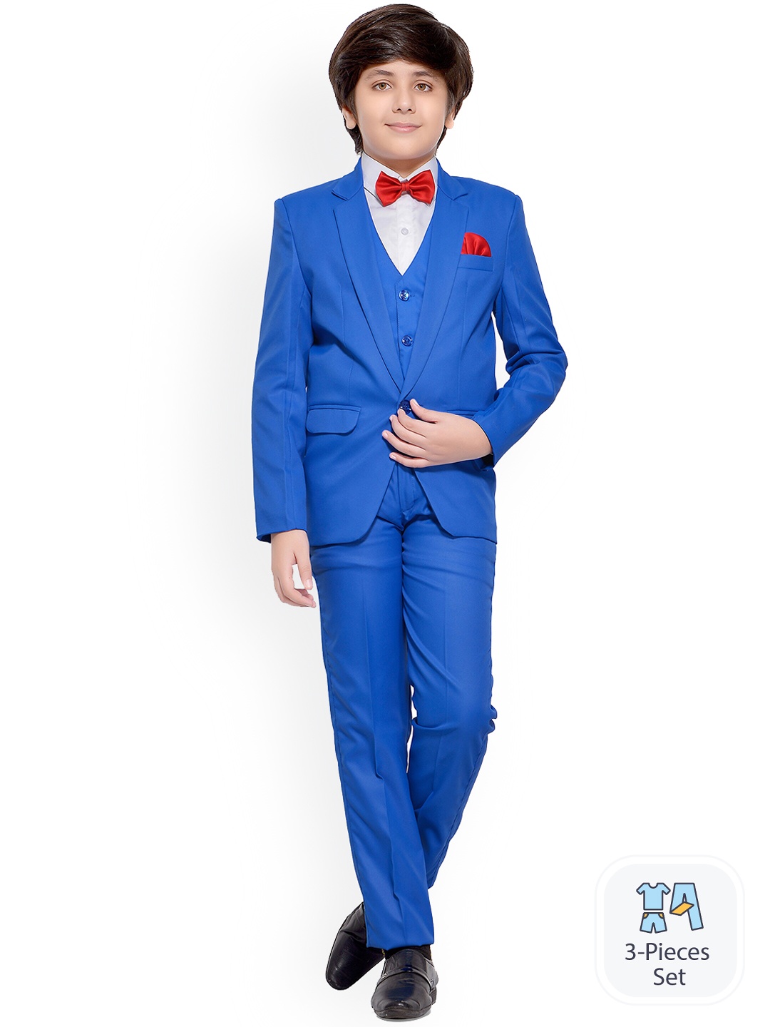 

BAESD Boys 4-Pcs Single-breasted Party Suit Set, Navy blue