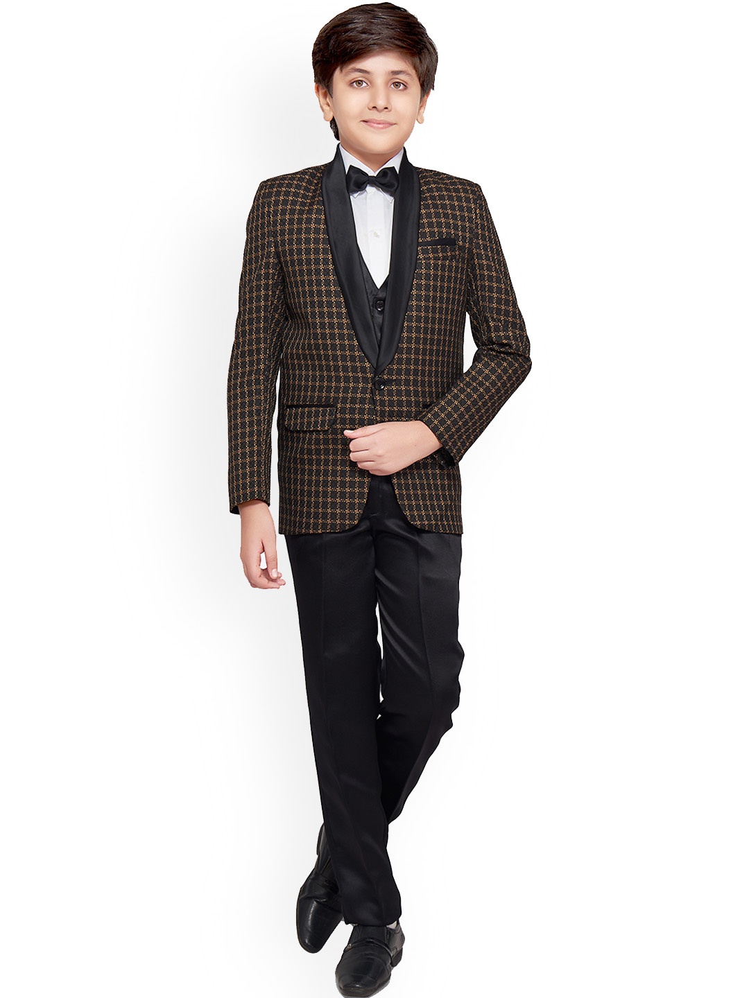 

BAESD Boys Checked Tuxedo Party Suit, Black