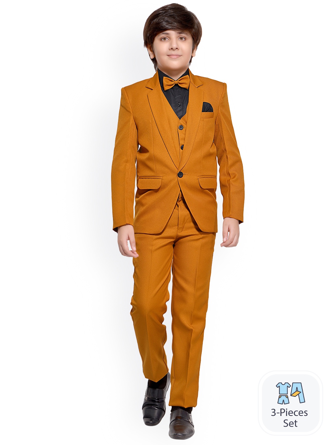 

BAESD Boys Single Breasted Four Piece Party Suits, Mustard