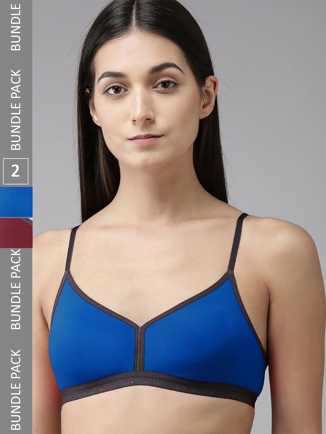 

AROUSY Pack Of 3 Non Padded Non-Wired Seamless Minimizer Bra With 360 Degree Support, Blue