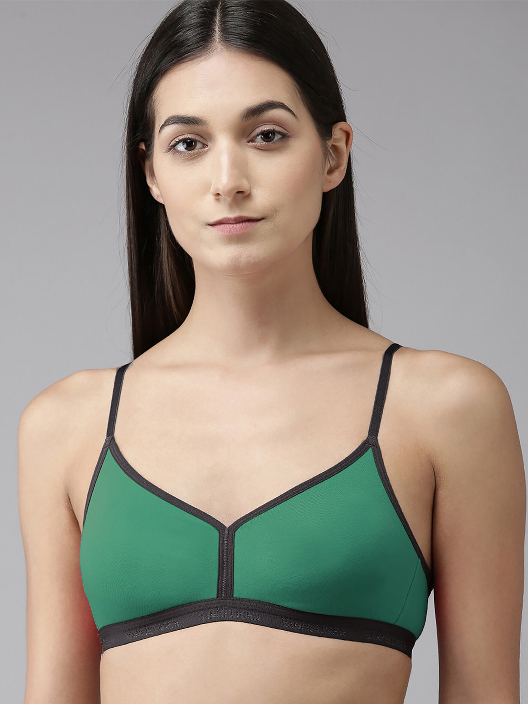 

AROUSY Non Padded Full Coverage 360 Degree Support Seamless Cotton Minimizer Bra, Green