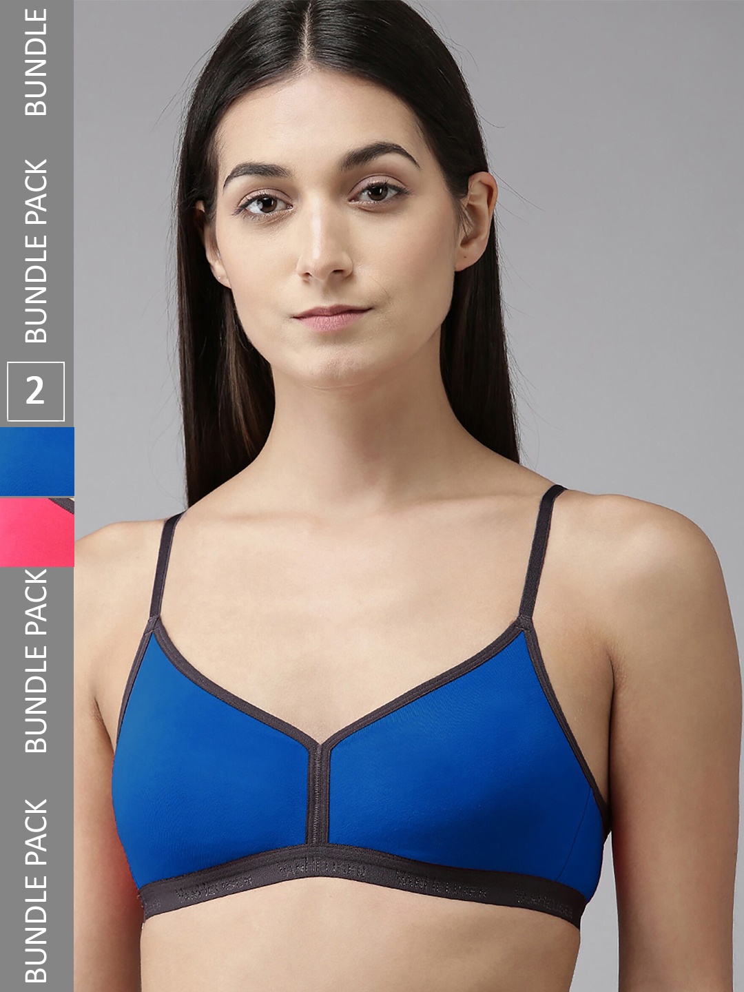 

AROUSY Pack Of 2 Non Padded Full Coverage 360 Degree Support Seamless Cotton Minimizer Bra, Red