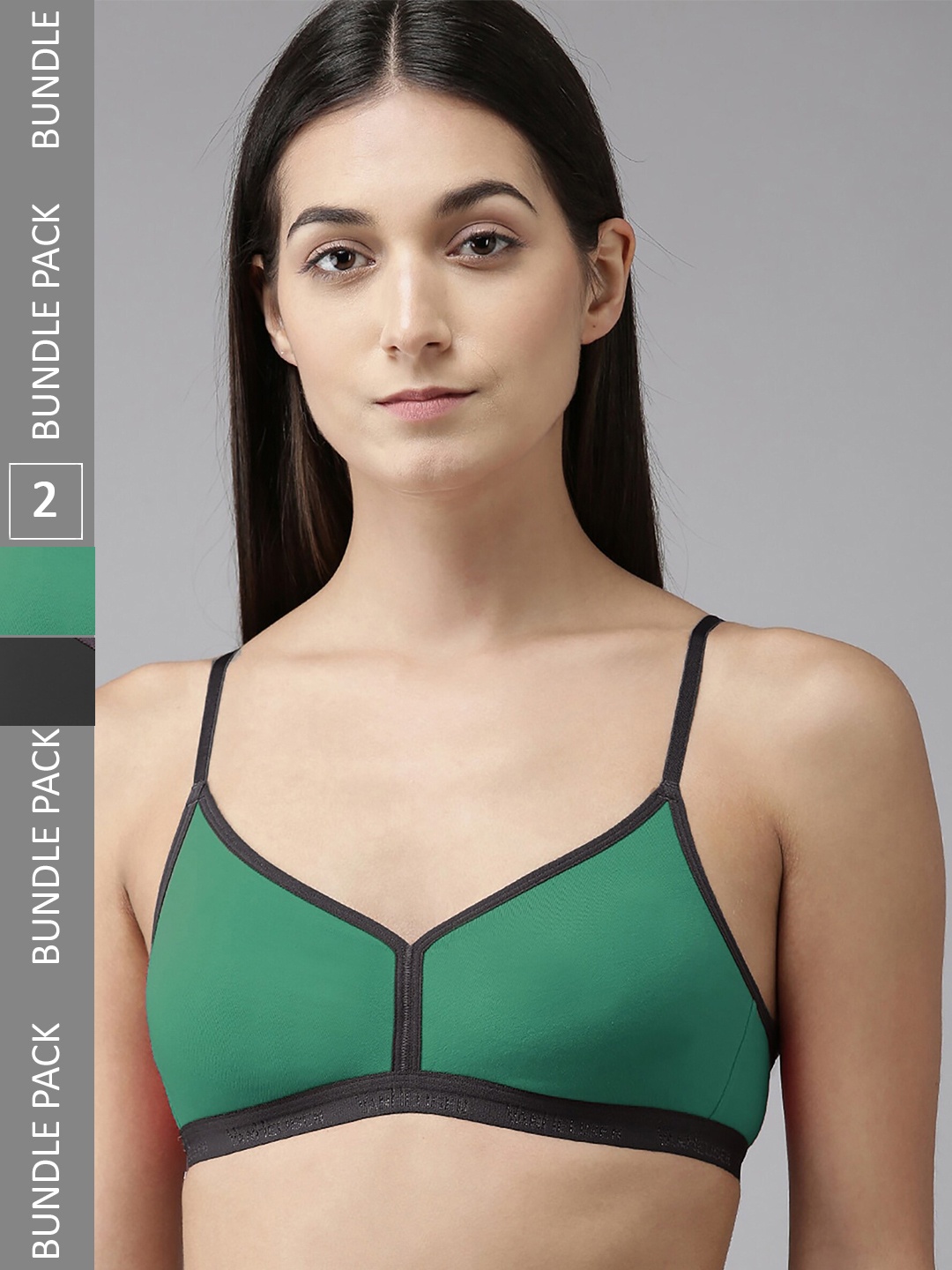 

AROUSY Pack Of 2 Full Coverage Non-Padded Bra With 360 Degree Support, Green