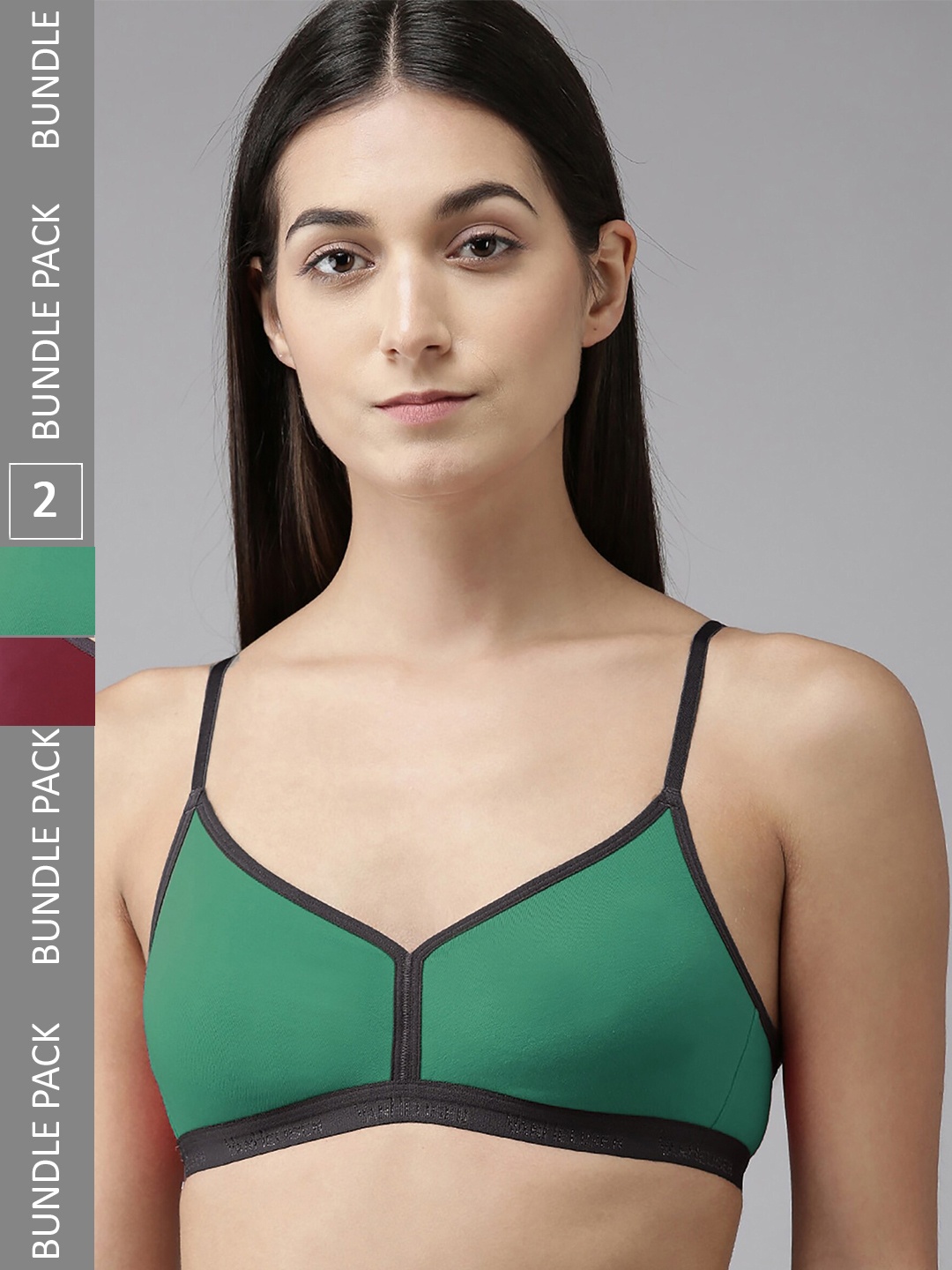 

AROUSY Pack Of 2 Non Padded Non-Wired Seamless Minimizer Bra With 360 Degree Support, Maroon