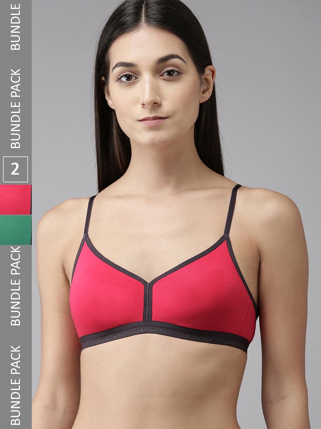 

PIBU Pack Of 2 Full Coverage Non Padded Non-Wired Bra With All Day Comfort, Red