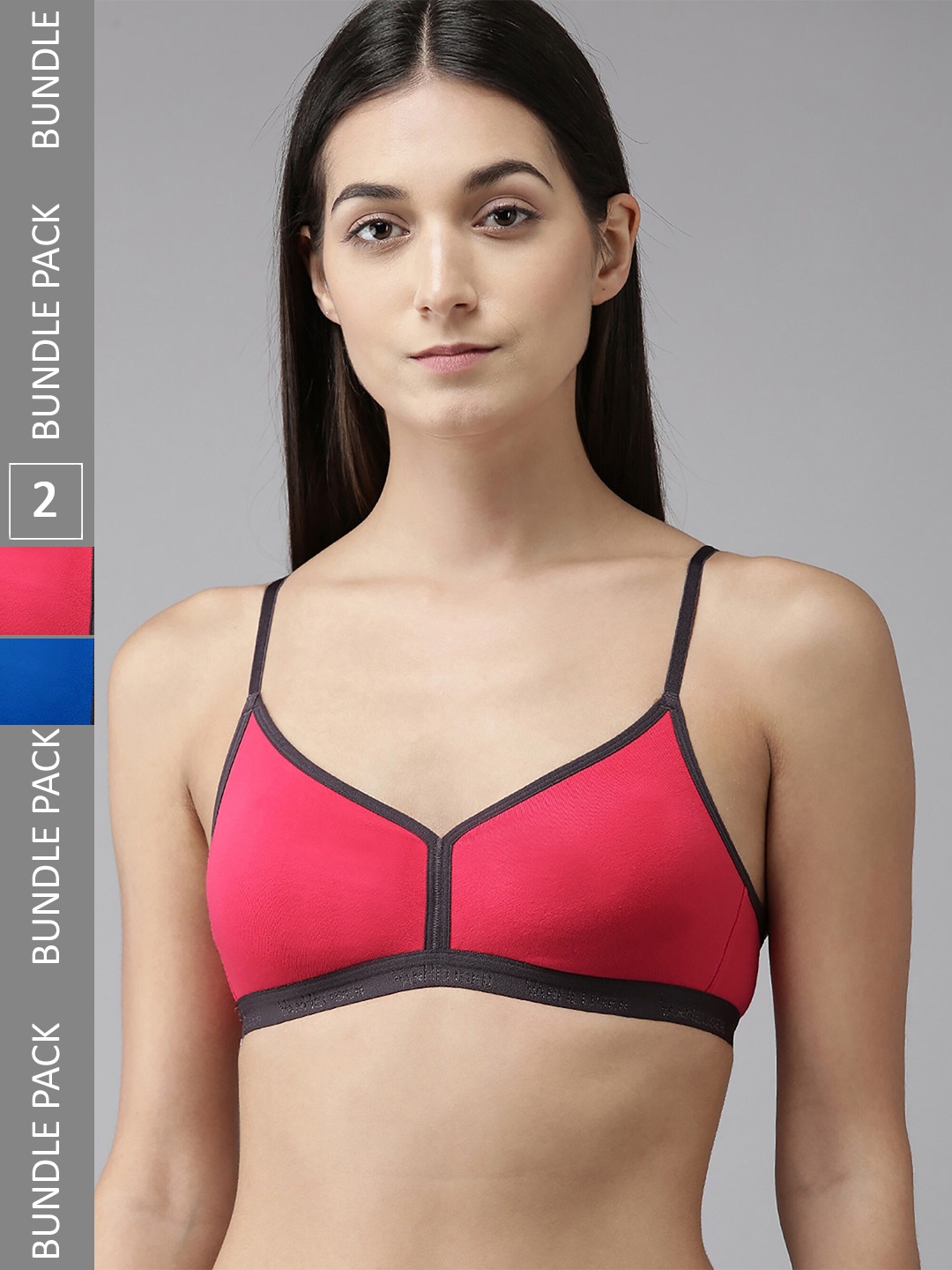 PIBU Pack Of 2 Full Coverage Cotton Minimizer Bra 360 Degree Support, Pink