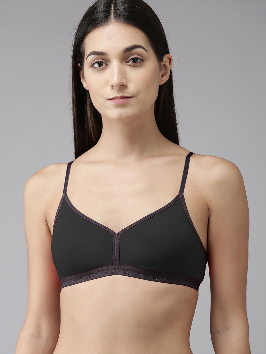 

PIBU Full Coverage Non Padded Non-Wired Bra With All Day Comfort, Black