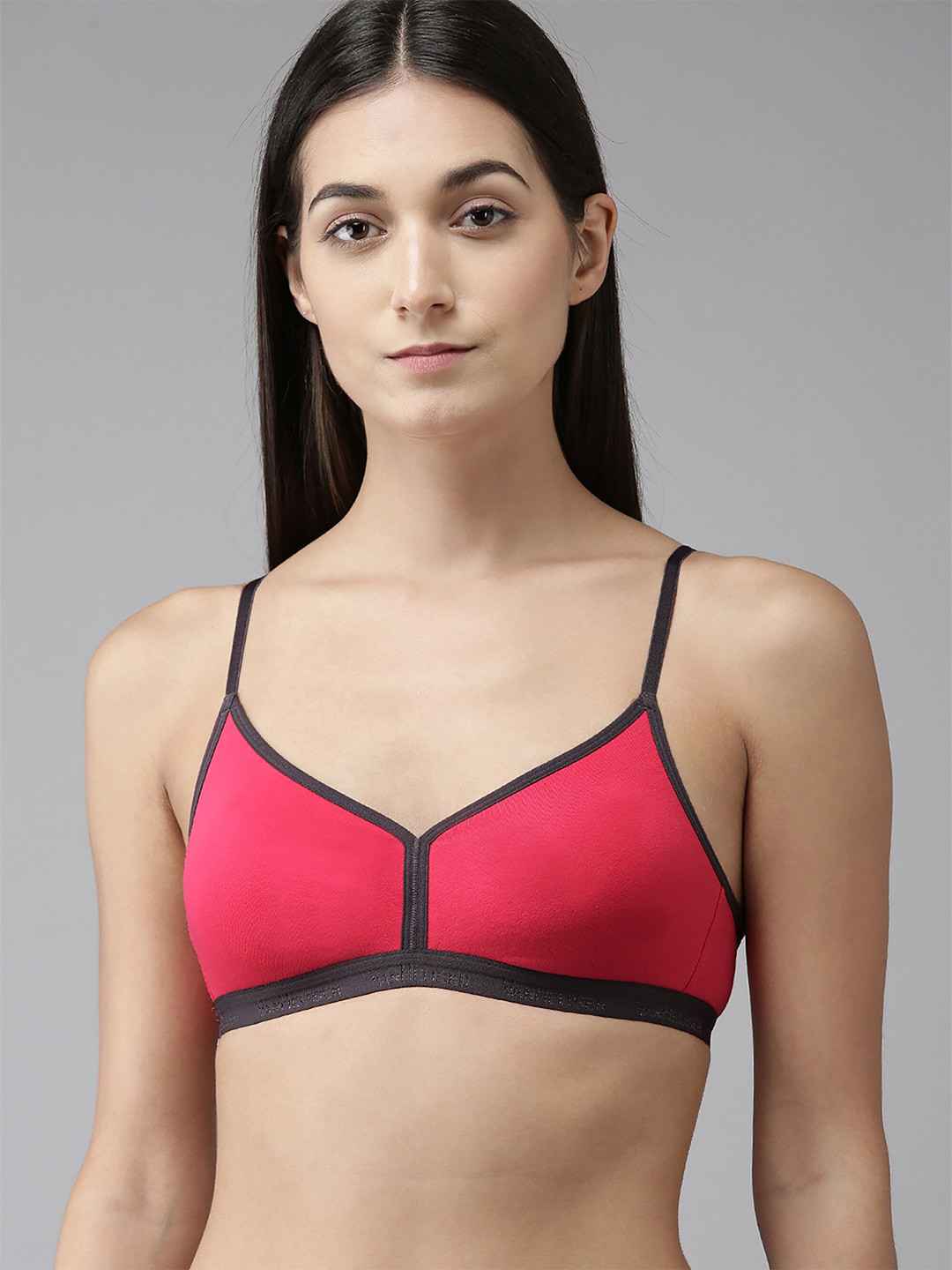 

PIBU Full Coverage Non Padded Seamless Cotton Minimizer Bra With All Day Comfort, Red