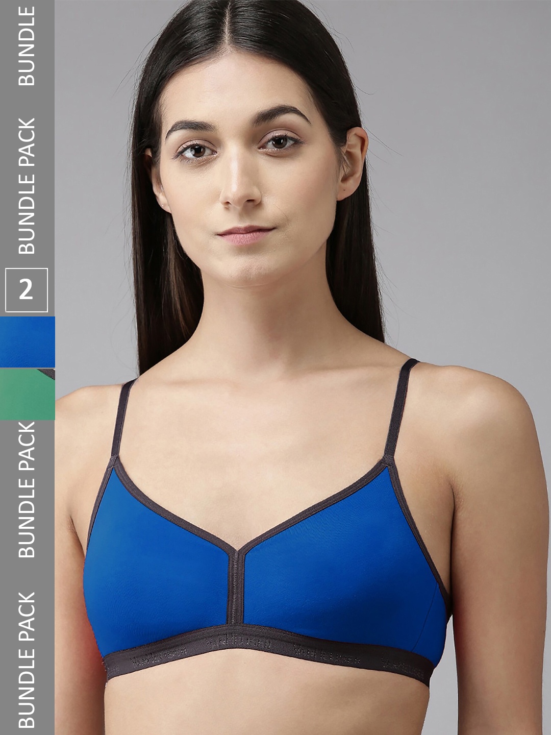 

PIBU Pack Of 2 Full Coverage Non Padded Non-Wired Bra With All Day Comfort, Green