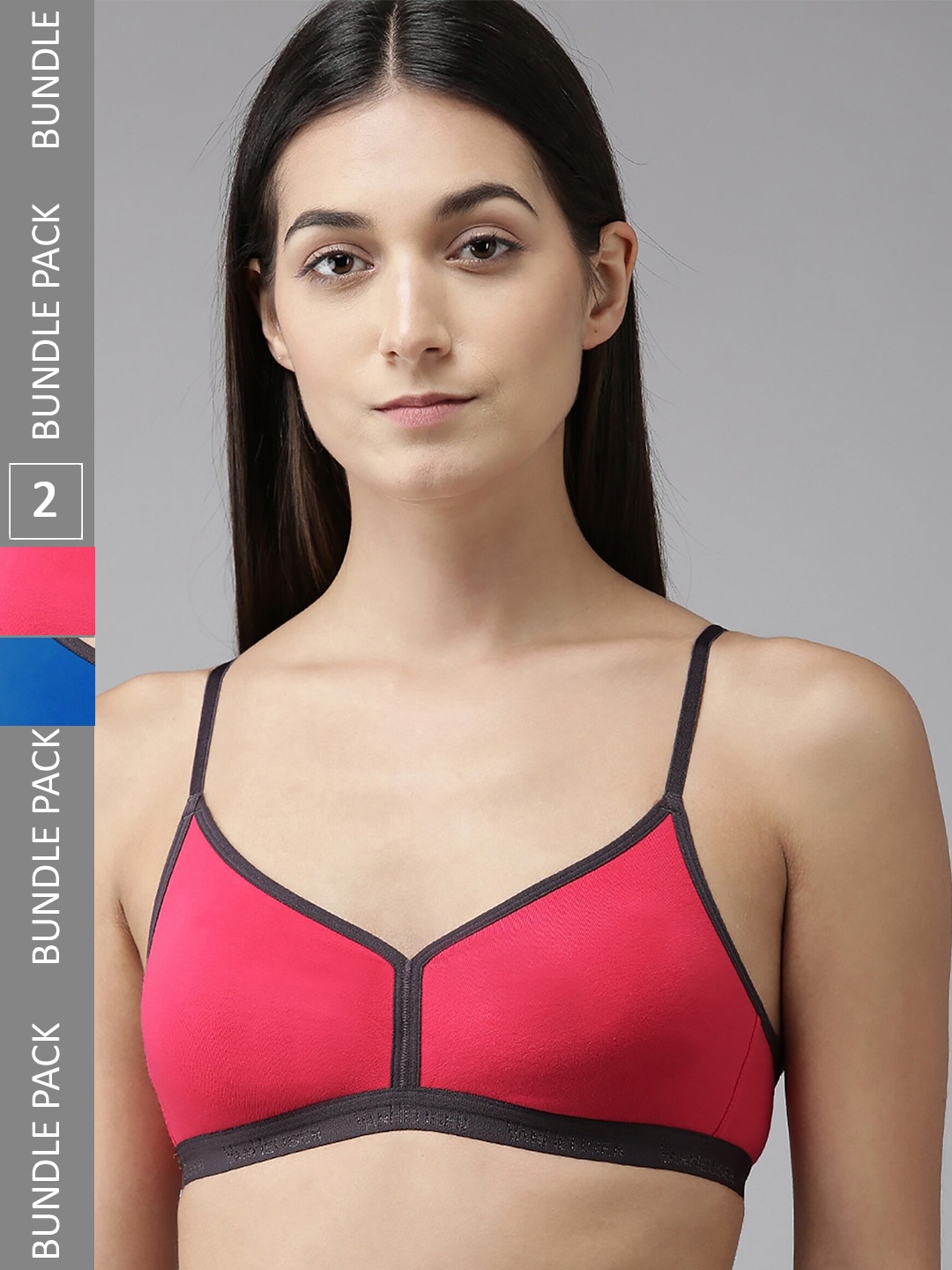 

PIBU Pack Of 2 Full Coverage Non Padded Bra With 360 Degree Support, Red