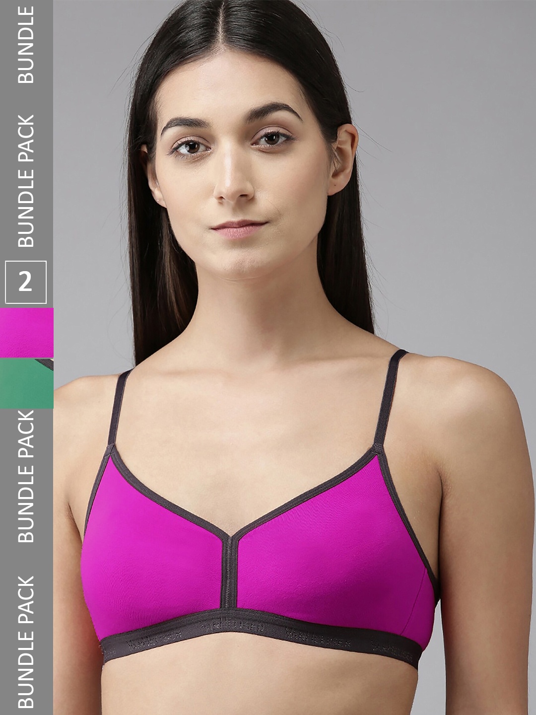 

PIBU Pack Of 2 Full Coverage Seamless MInimizer Bra, Pink