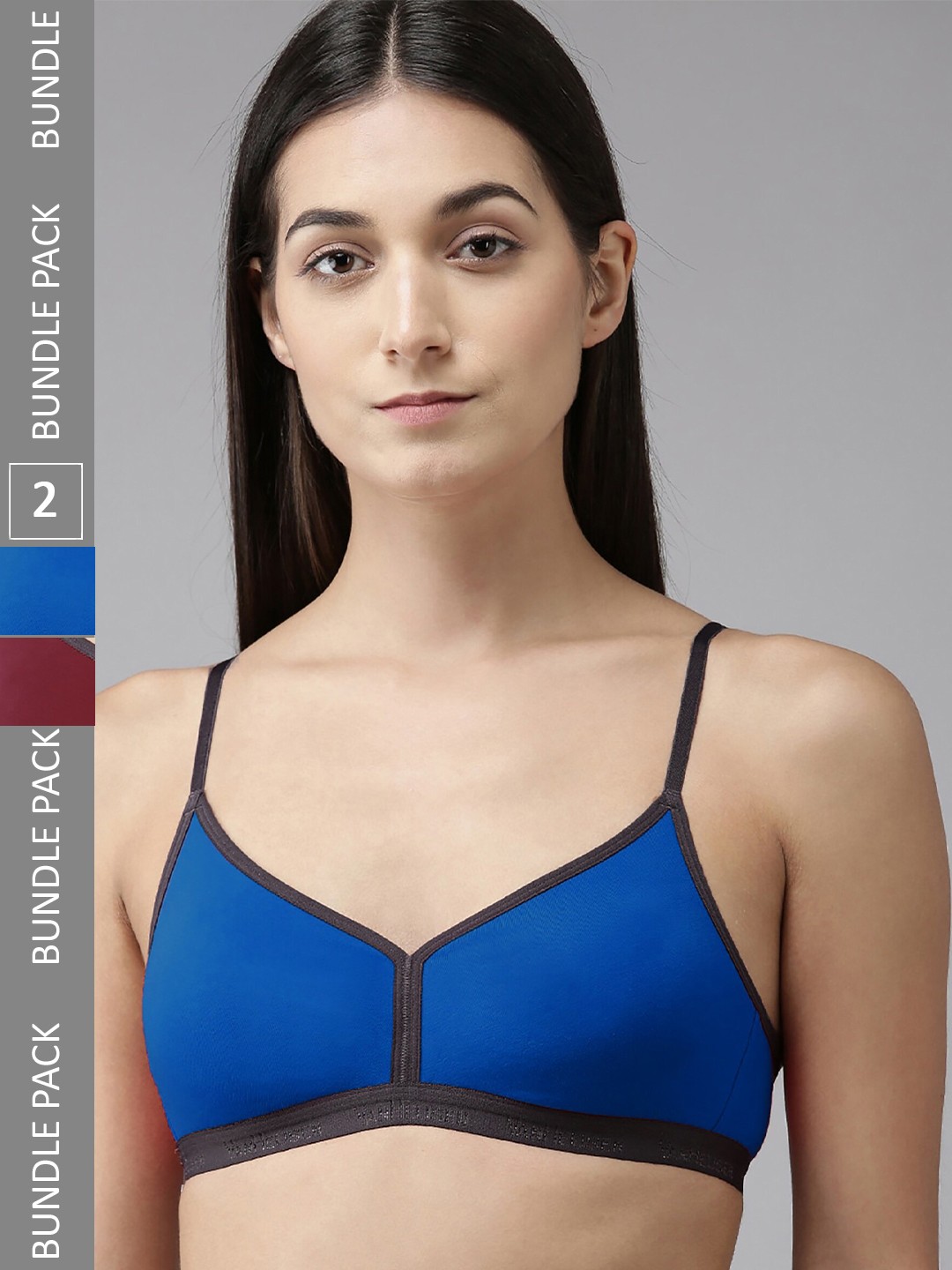 

PIBU Pack Of 2 Full Coverage Non Padded Non-Wired Bra With All Day Comfort, Multi