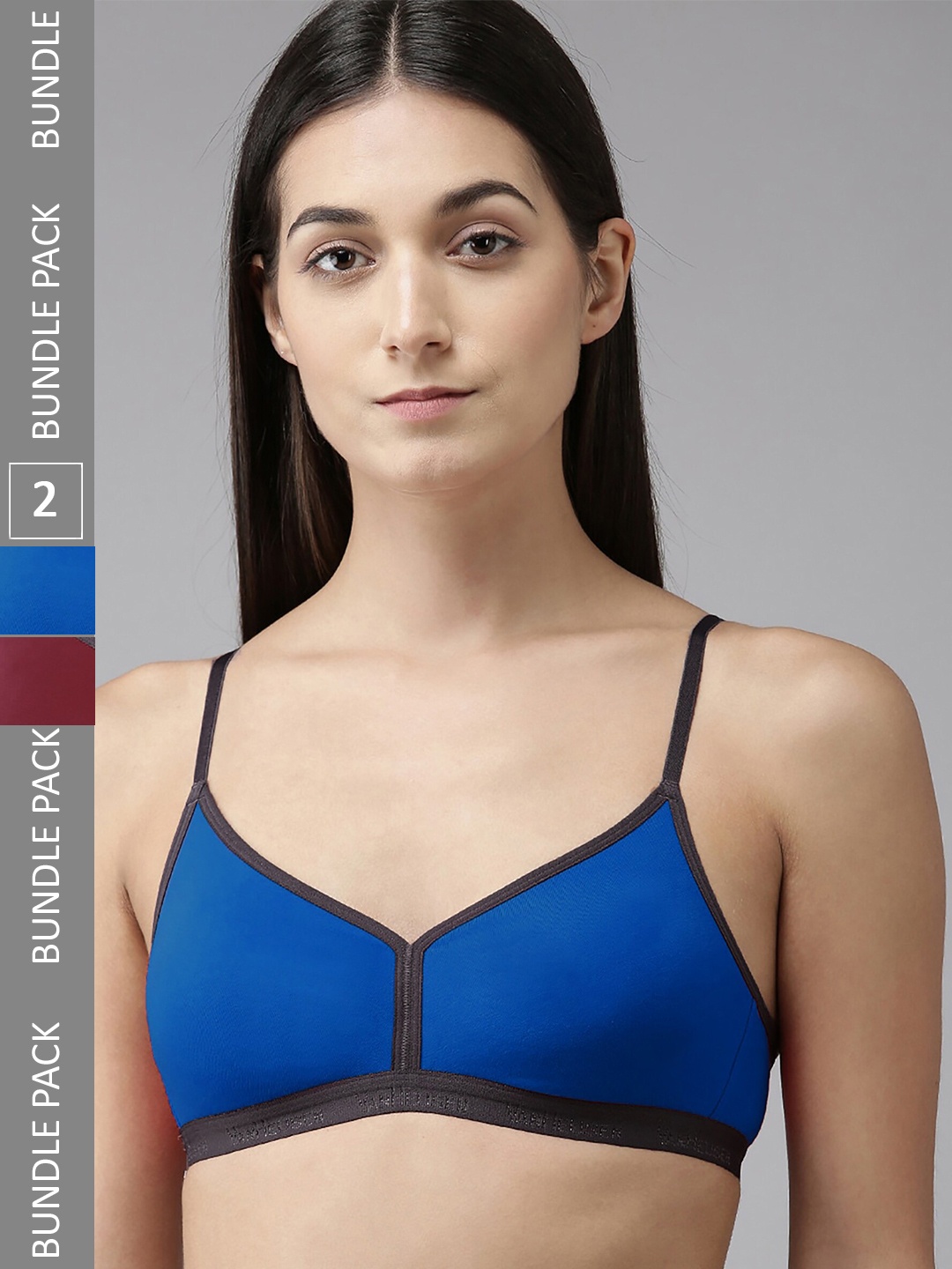 

PIBU Pack Of 2 Full Coverage Non Padded Non-Wired Bra With All Day Comfort, Multi