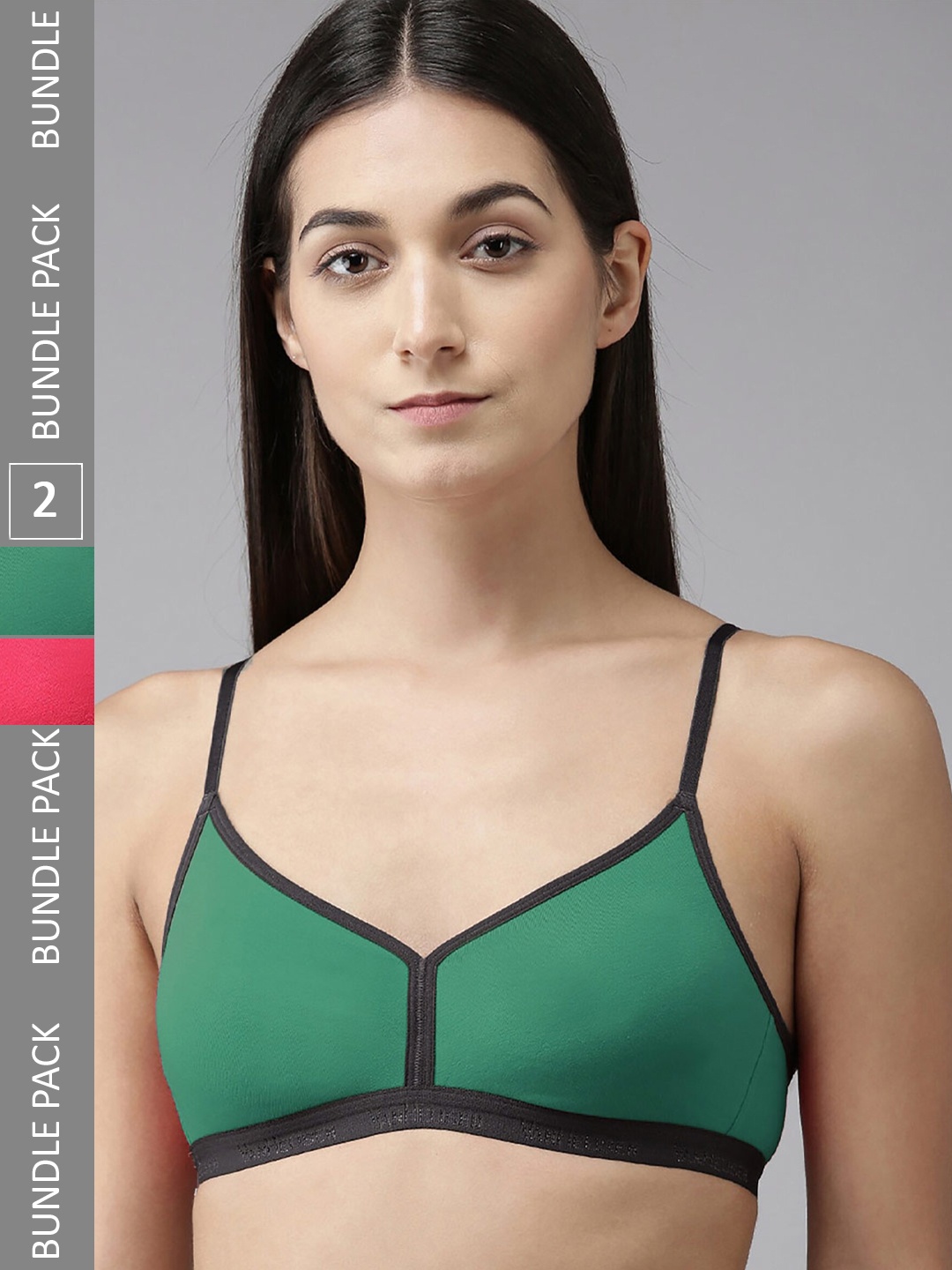 

Aamarsh Pack Of 2 Full Coverage Non-Padded Bra With 360 Degree Support, Green