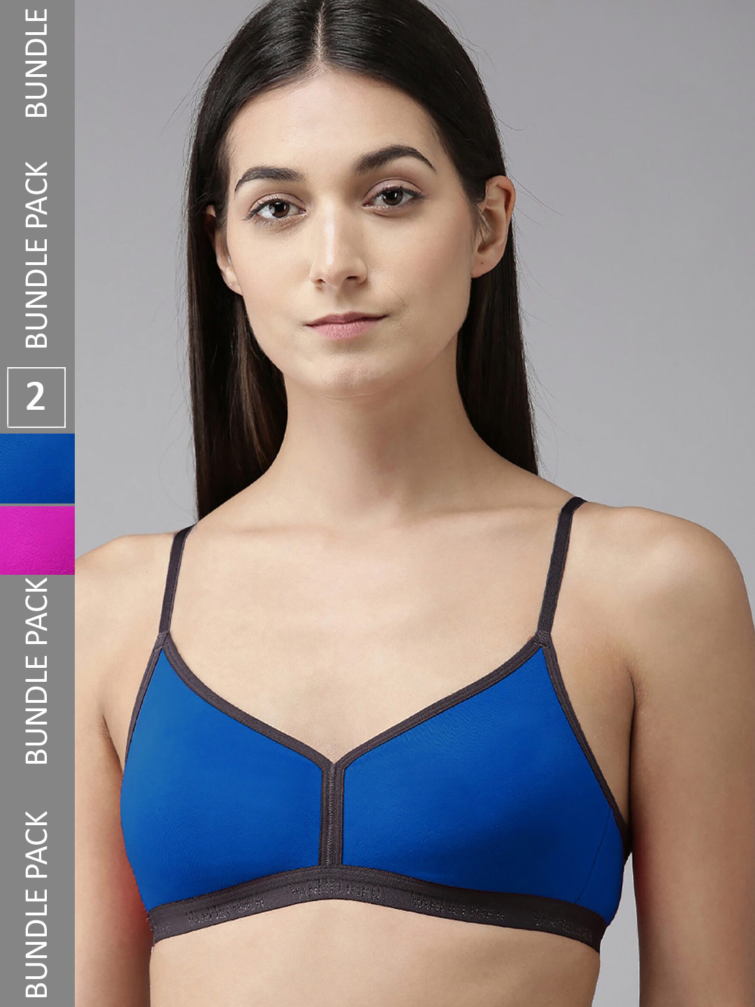 

Aamarsh Pack Of 2 Non Padded Full Coverage 360 Degree Support Minimizer Bra, Blue