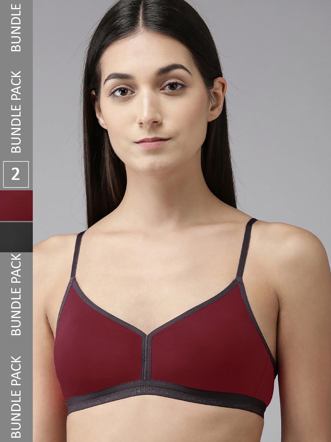 

Aamarsh Pack of 2 Non Padded Full Coverage Cotton Minimizer Bra With 360 Degree Support, Maroon