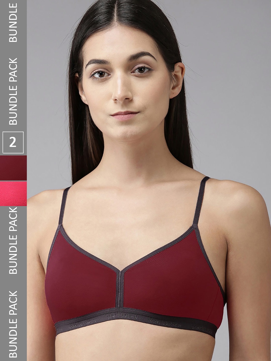 

Aamarsh Pack Of 2 Full Coverage Non-Padded Bra With 360 Degree Support, Maroon
