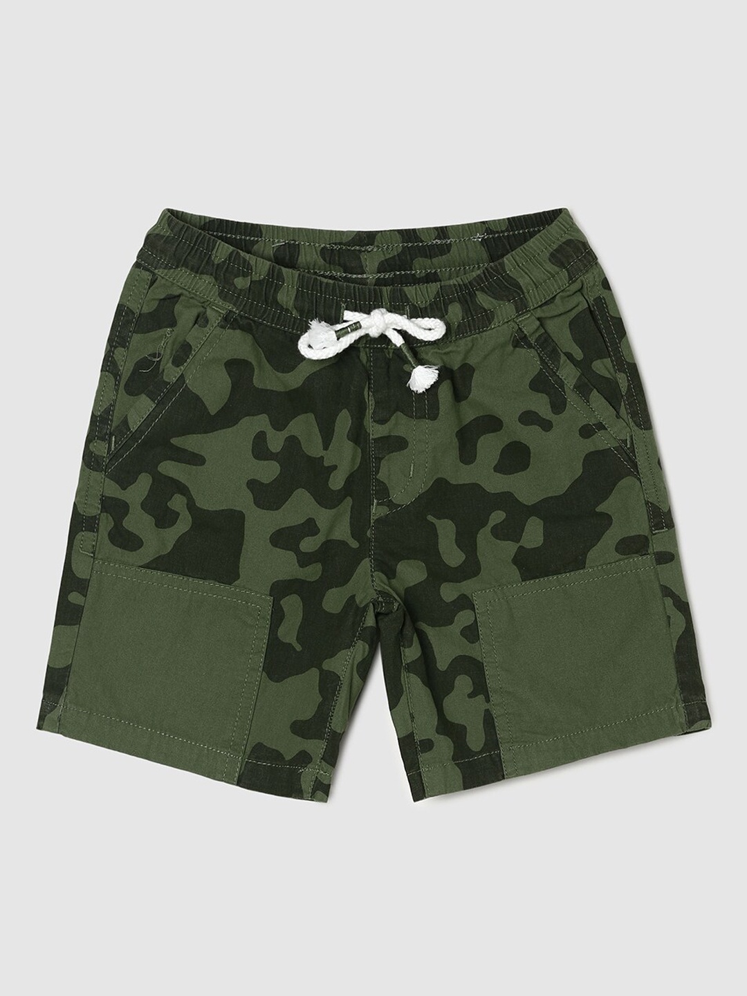 

max Boys Camouflage Printed Cotton Shorts, Green