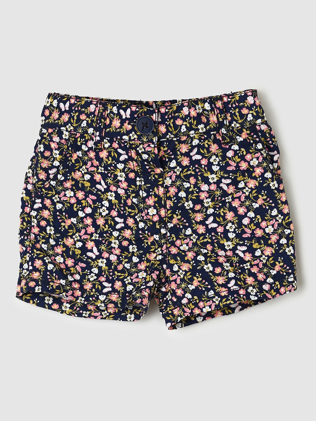 

max Girls Floral Printed Hot Pants Shorts, Navy blue