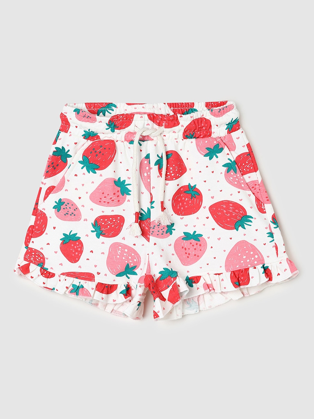 

max Girls Printed Cotton Shorts, White