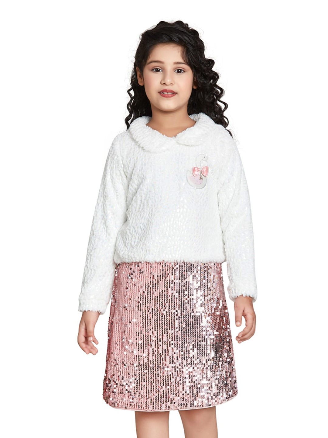 

Peppermint Peter Pan Collar Embellished T-shirt Dress, White