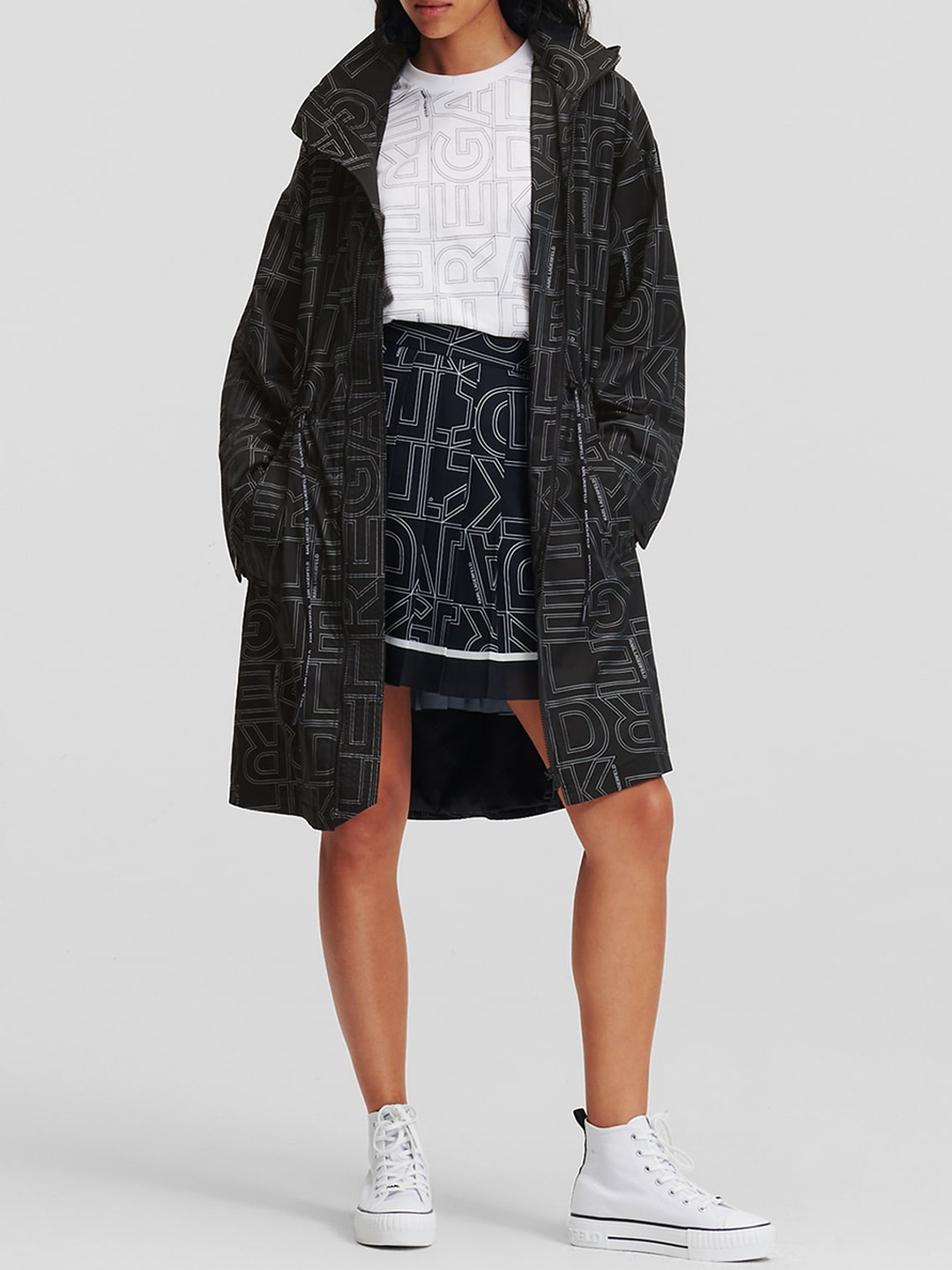 

Karl Lagerfeld Typography Printed Longline Tailored Jacket, Black