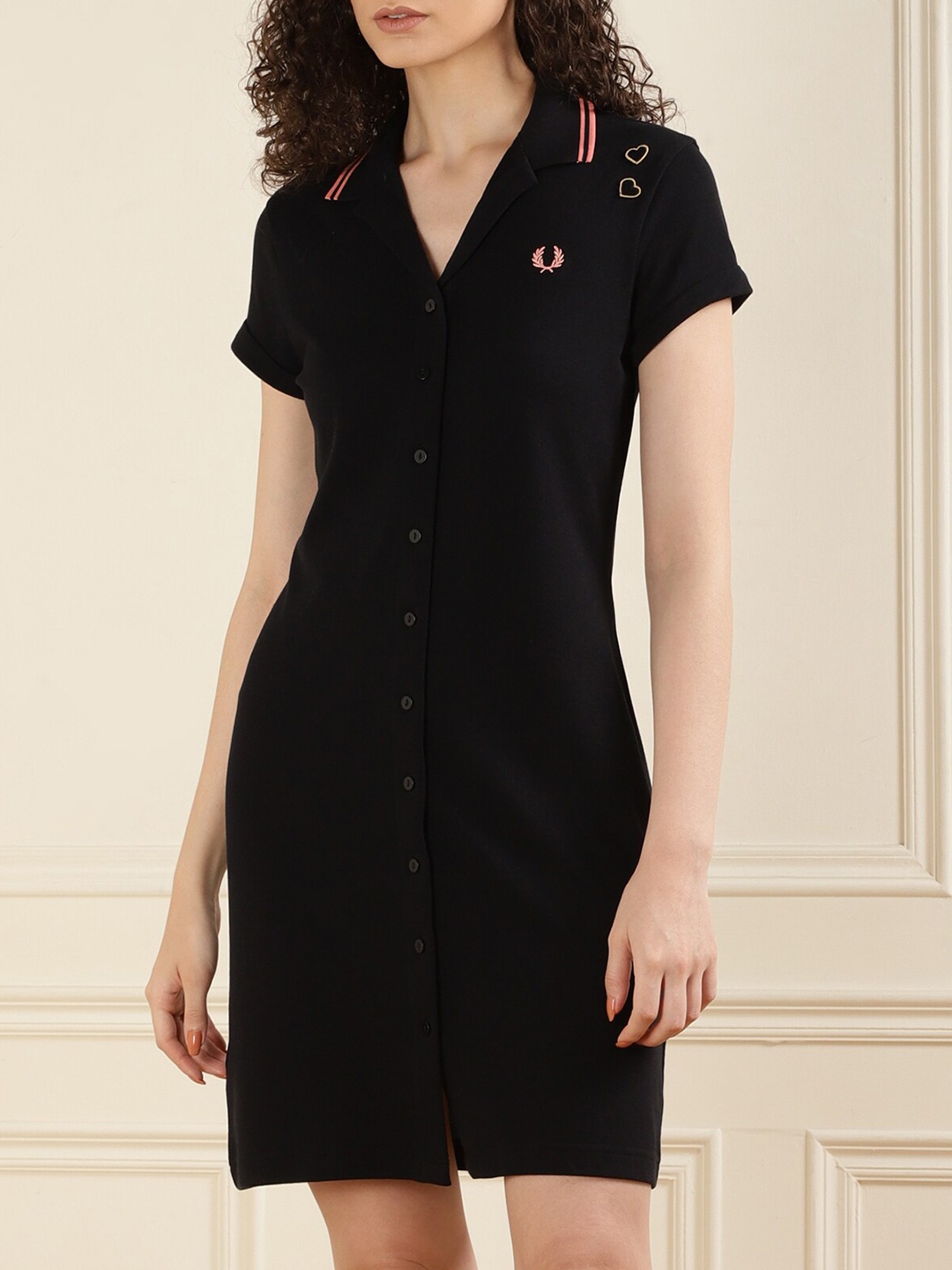 

Fred Perry Cotton Shirt Mini Dress, Black
