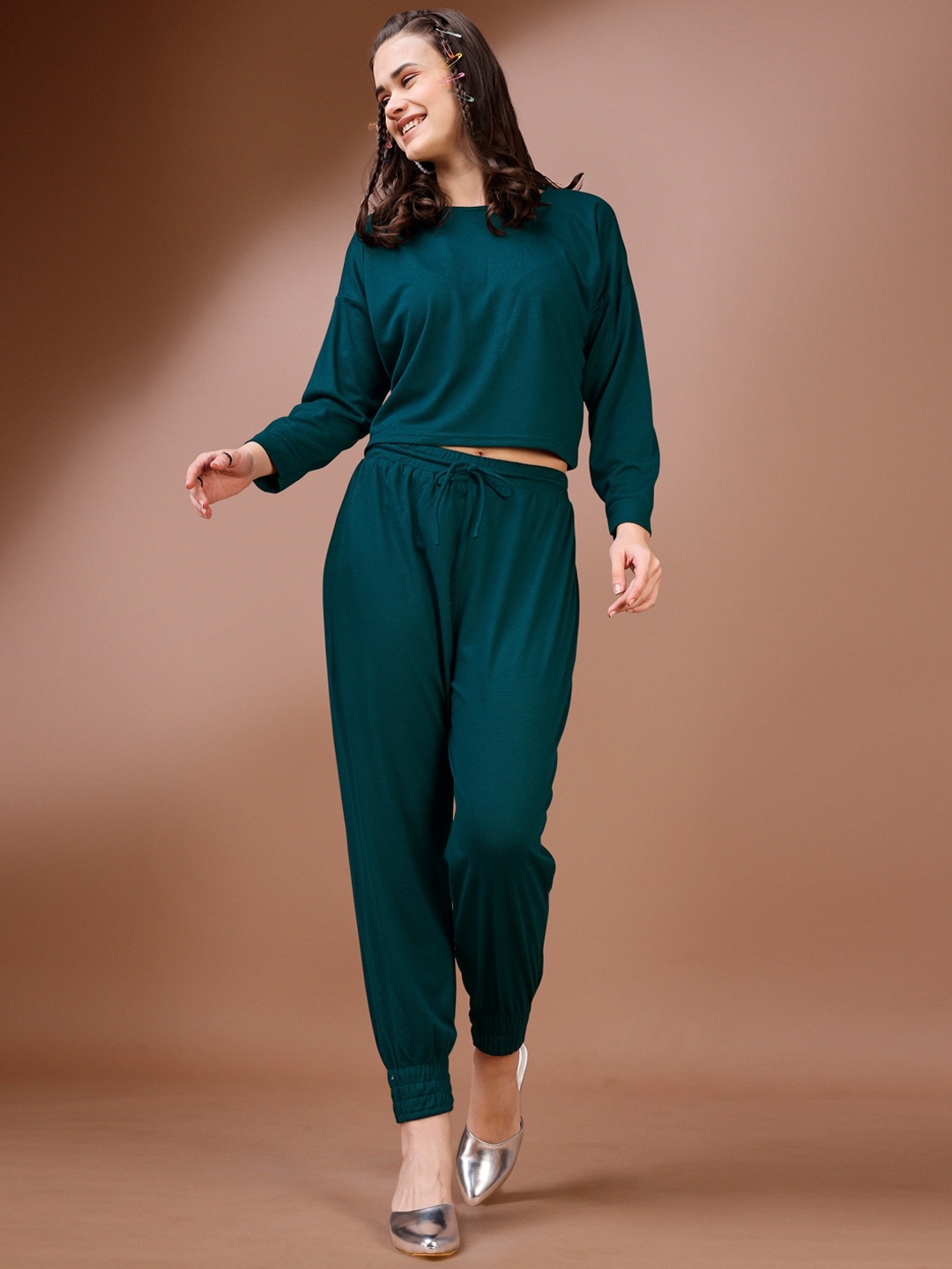 

PURVAJA Self Design Top & Joggers, Blue