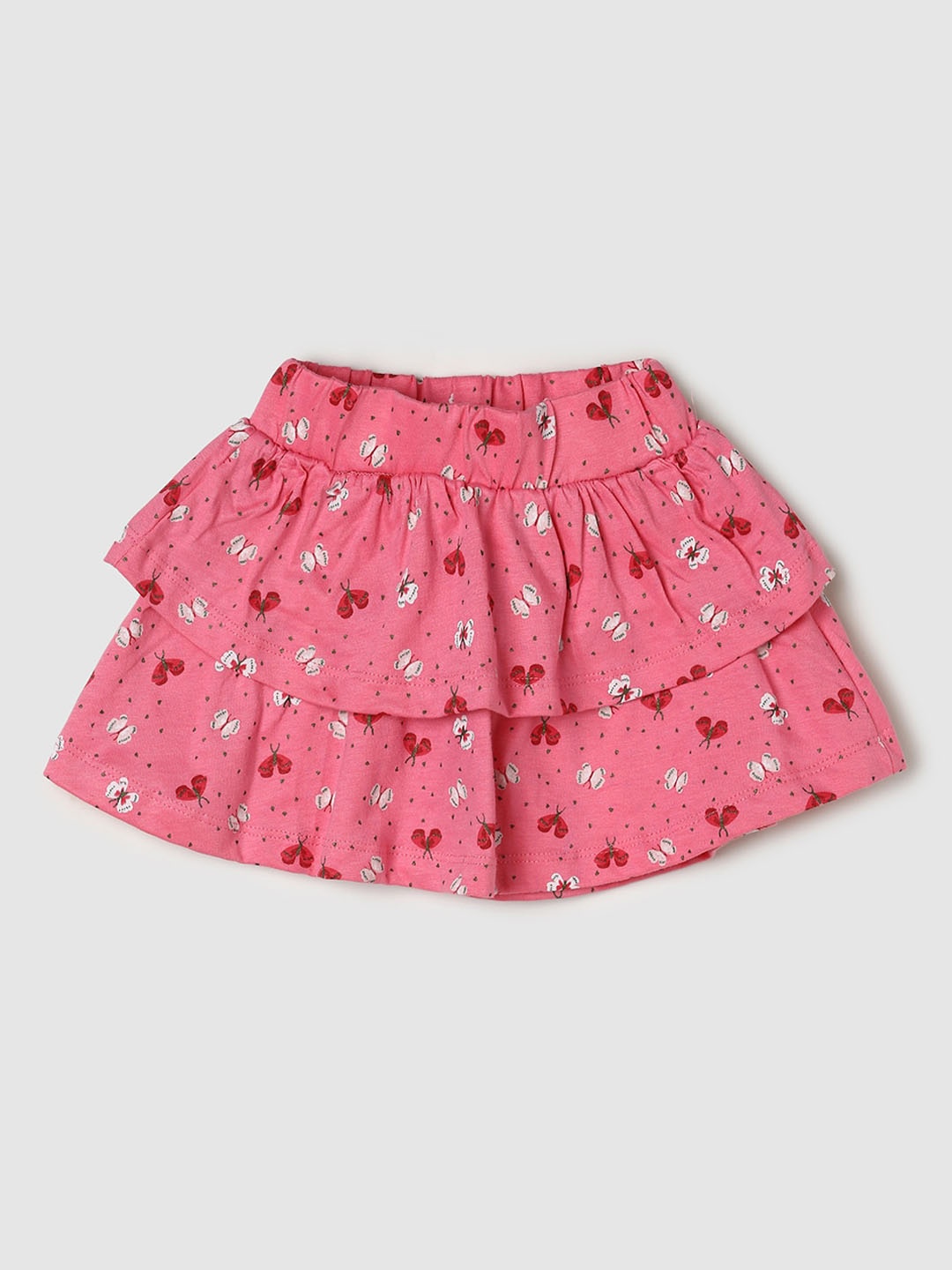

max Infant Girls Printed Pure Cotton A-Line Midi Skirt, Pink