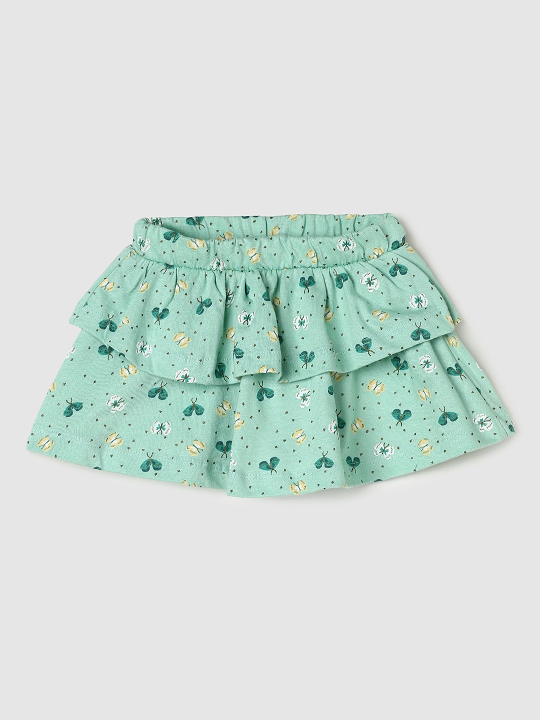 

max Infant Girls Printed Pure Cotton A-Line Midi Skirt, Green
