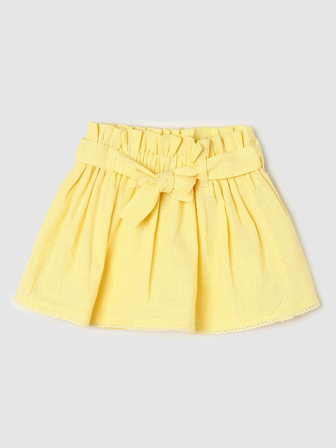 

max Infant Girls Pure Cotton A-Line Midi Skirt, Yellow