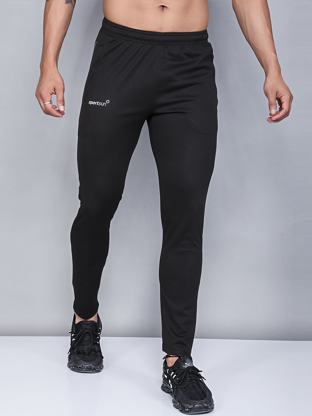 

SPORT SUN Men Mid-Rise Track Pants, Black